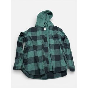 American‎ Eagle Hoodie Mens S Green Tartan plaid button up vintage retro barn